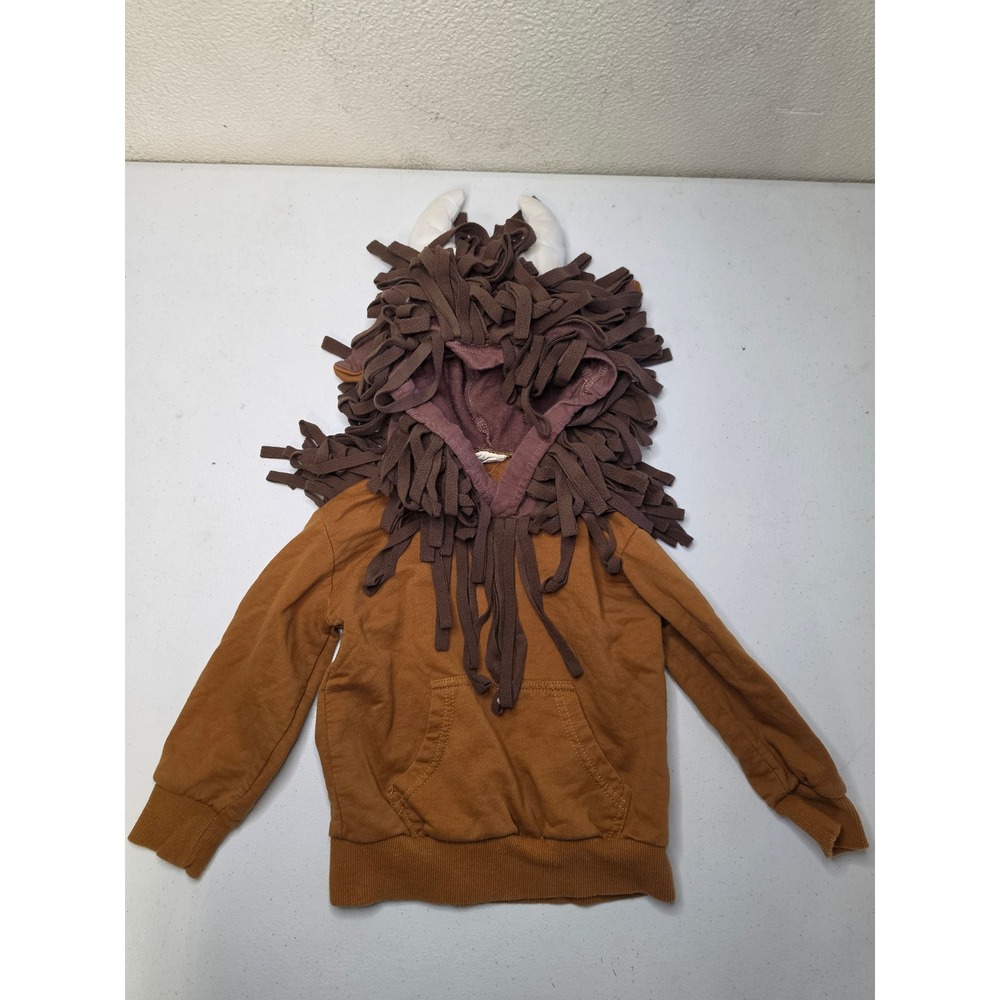 Doodle Pants Toddler 2T Monster Wild Thing Hoodie Brown Shaggy Horns Tail Cotton